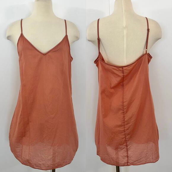 Frame Lauren Ramie Cotton Gauze Mini Dress Button-Down with Slip Terracotta XL - Picture 9 of 11